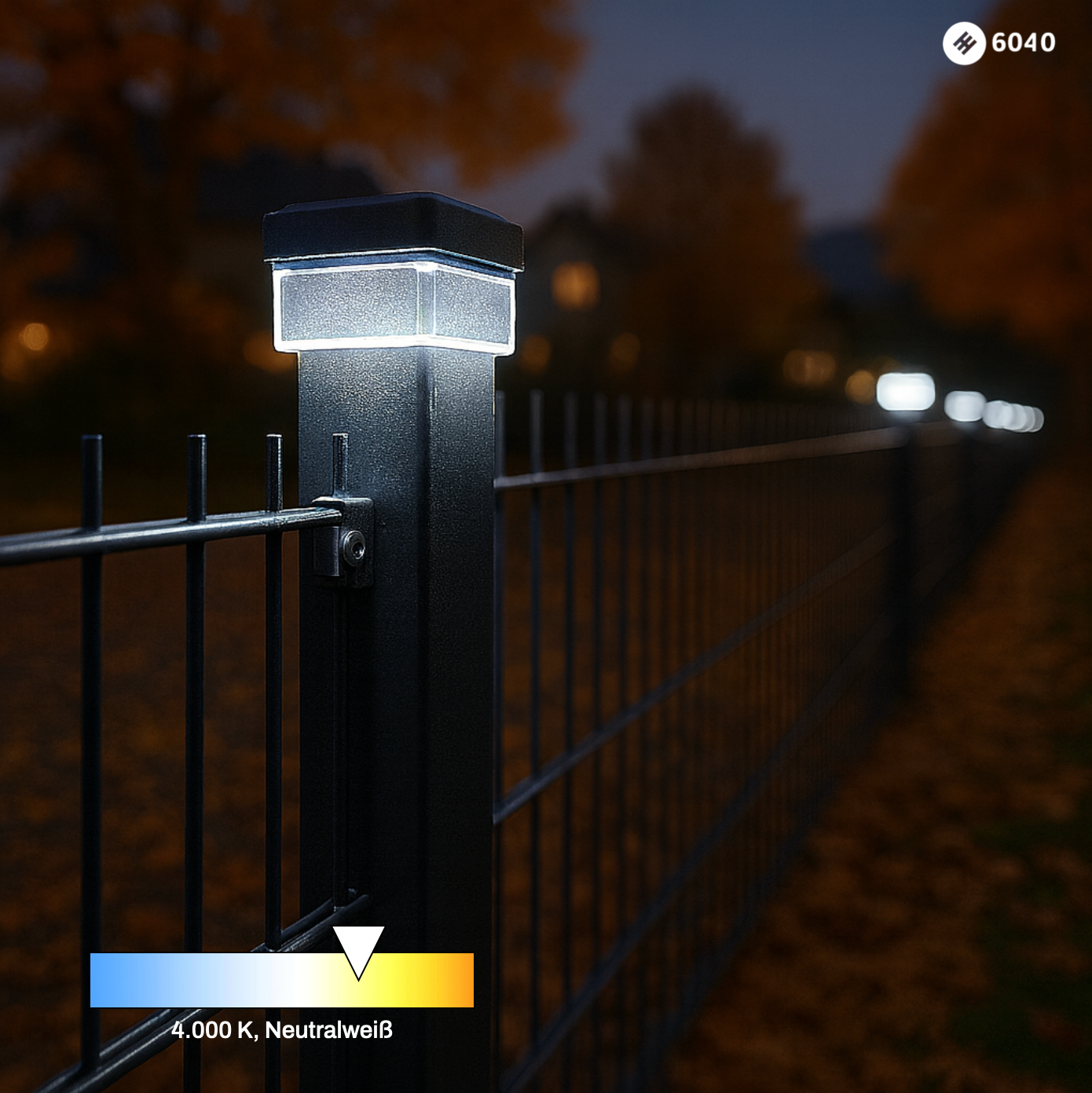 6040 Solar Zaunleuchte LED - Zaun Beleuchtung | Doppelstabmattenzaun | 30 Stück