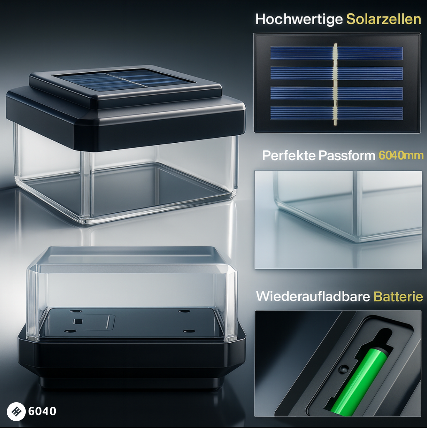 6040 Solar Zaunleuchte LED - Zaun Beleuchtung | Doppelstabmattenzaun | 30 Stück