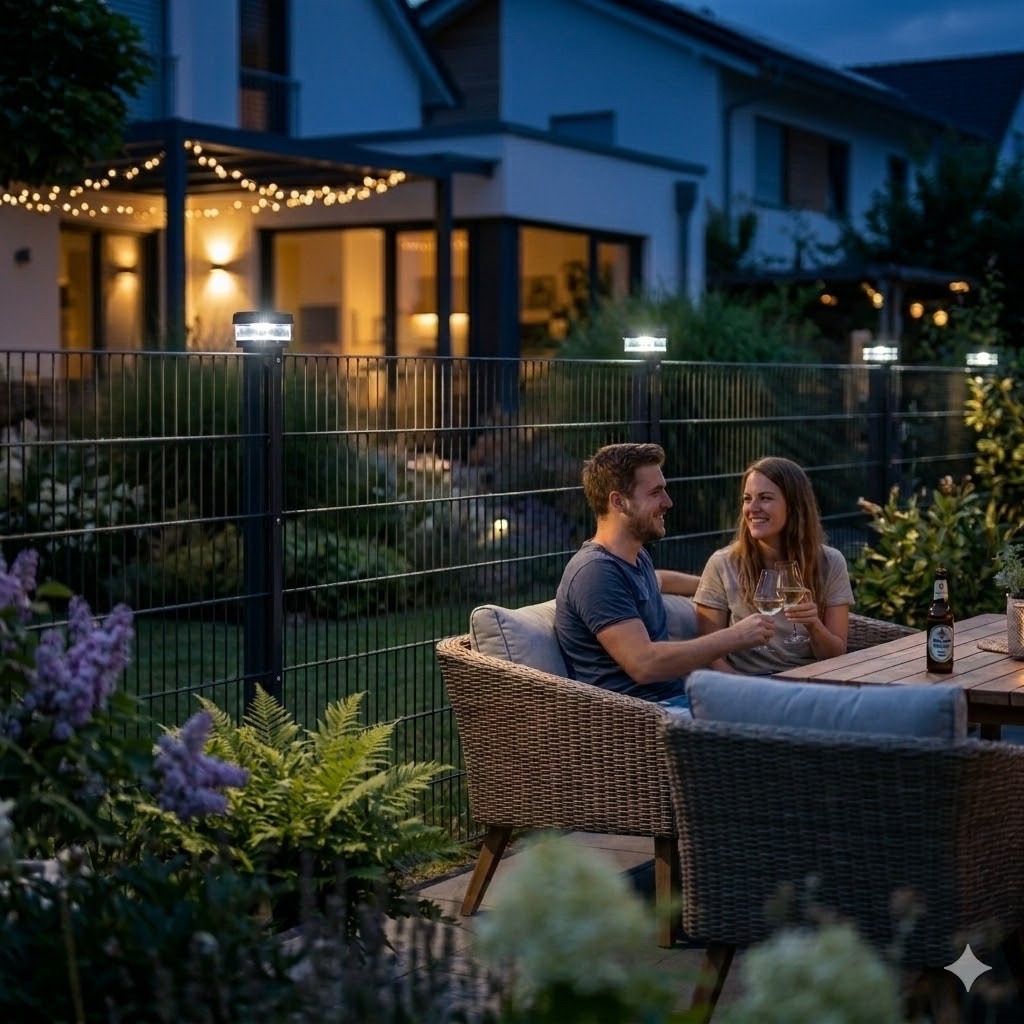 6040 Solar Zaunleuchte LED - Zaun Beleuchtung | Doppelstabmattenzaun | 30 Stück